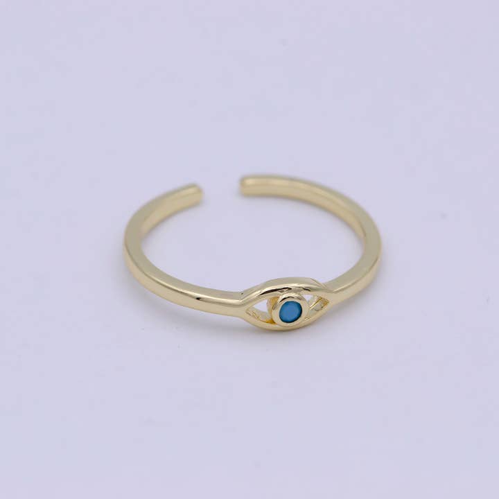 Aim Eternal - Vendita all'ingrosso Anelli con pietra singola/solitario - Anello in oro minimalista sottile con pietra malocchio in cristallo CZ colorato2