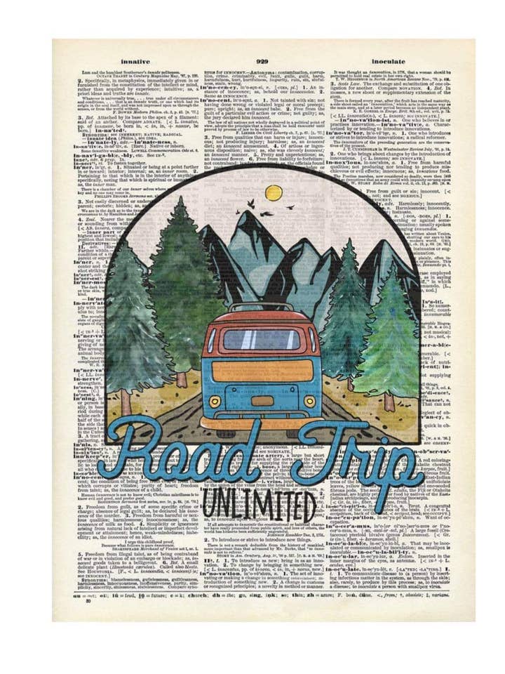 Camping, Mountian, Impressão de Dicionário Vintage por atacado de Crazilyhumbledesigns