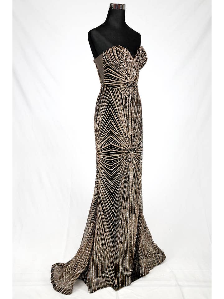 Chicas - Wholesale Gown - Women's - Long sparkling mermaid dress with hanging jewels CF00125