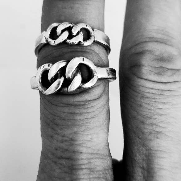 Silver 925 bold curb link ring, Unisex cuban link chain ring for wholesale by SteamyLab