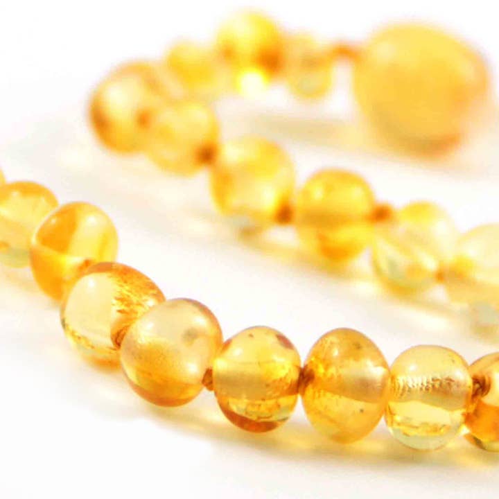 Healing Amber - Wholesale Beaded/Pearl Necklace - Gold-Circle-13 inch
