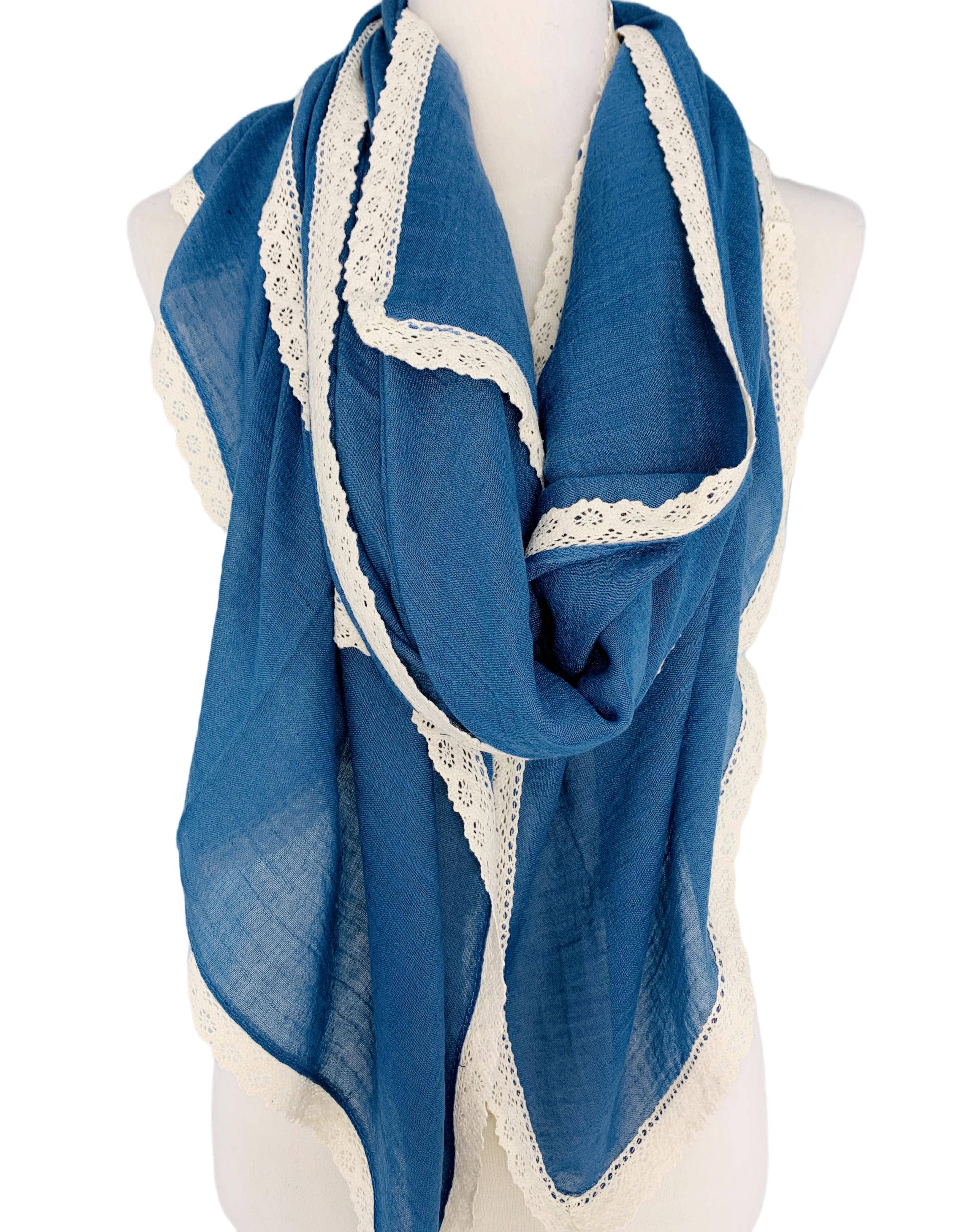 JC Sunny Fashion – wholesale Halsduk - Dam – 12 Färger-Överdimensionerad Lace-Trim Solid Scarf11