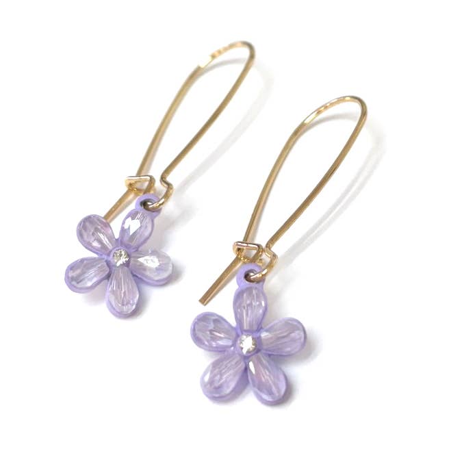 Glasfärg Flower Charm drop Kidney Wire Threader-örhängen för wholesale av StarryNYC