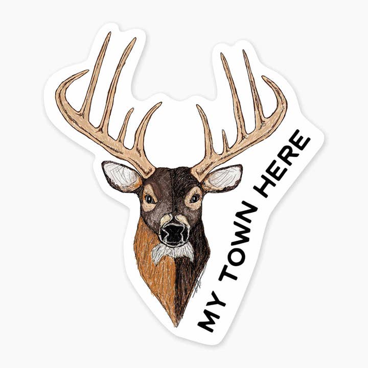 Deer - 3" Name Drop Sticker for wholesale by Nice Enough Stickers
