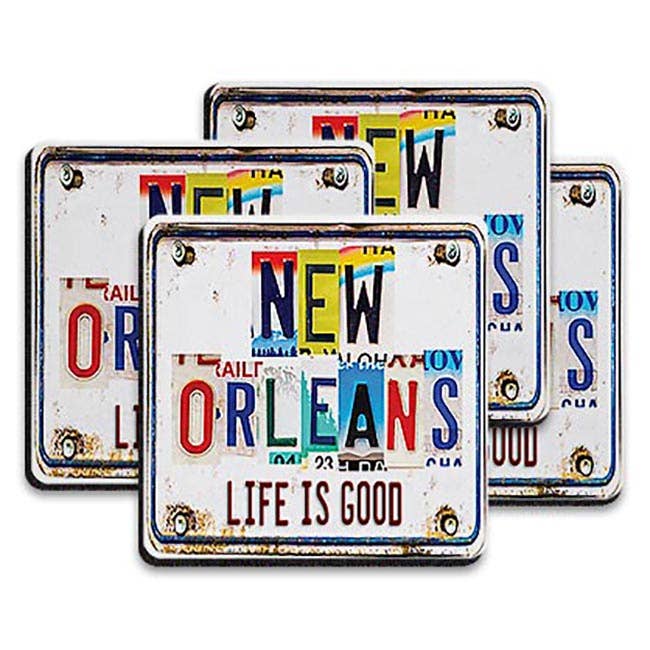 Rubber Coasters (set/4) - License Plate (name drop) Life for wholesale by Mariasch Studios