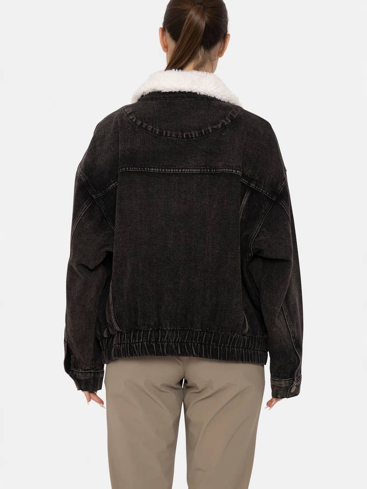 Mono B - Vendita all'ingrosso Giacca di jeans - Donna - Giacca in denim oversize con colletto sherpa