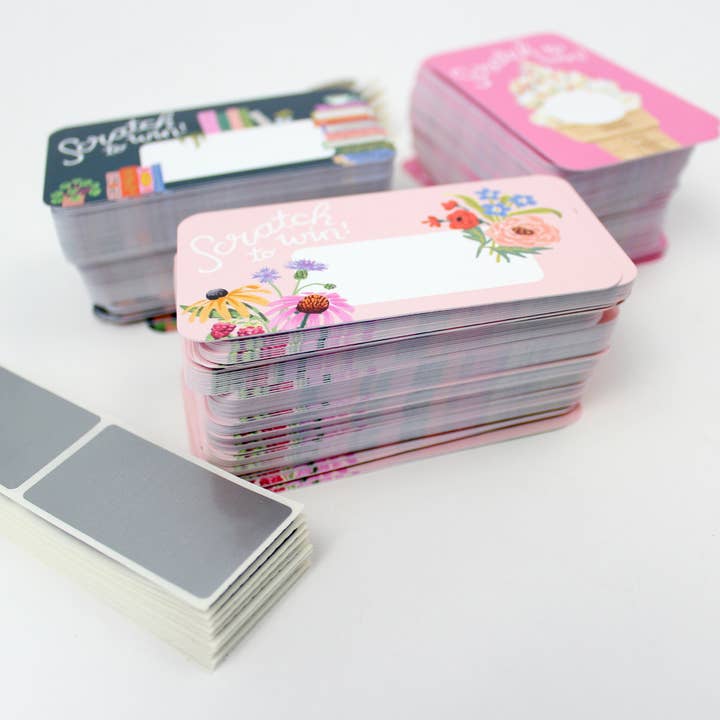 Inklings Paperie - Wholesale Stationery/Notecard Set - 100 Customer Scratch-off Cards - Wildflowers6