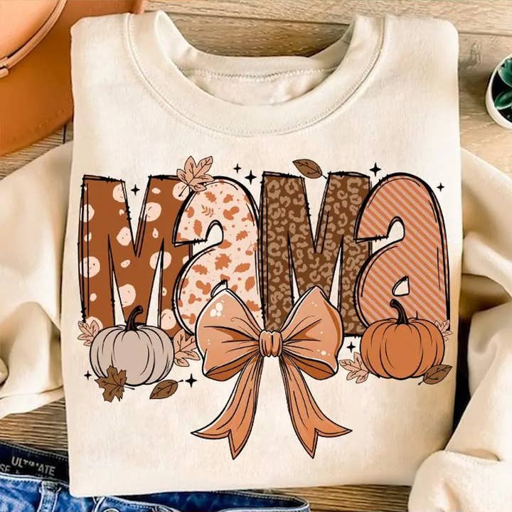fall mama bow sweatshirt for wholesale by StricklandDesignCo