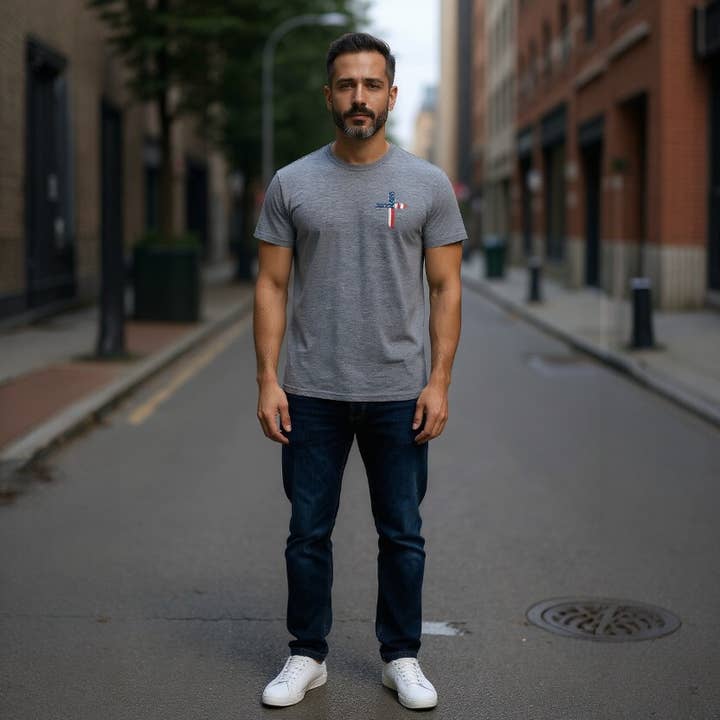 Camiseta de Estilo Suave con Cruz Patriótica – Impresión Frontal y Posterior para venta al por mayor de Handmadeohio