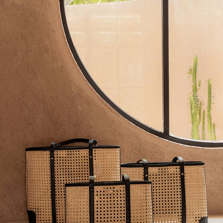 Village Thrive - Wholesale Tote Bag - Women's - Dian Leather and Rattan Tote Bag