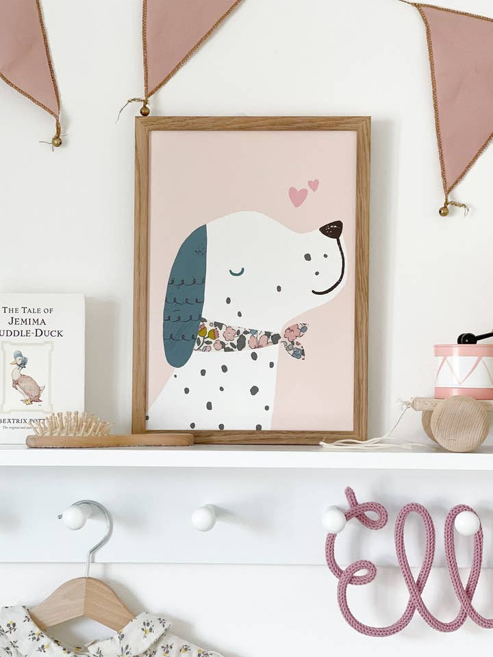 Puppy Dog Nursery Art - feito com tecido Liberty por atacado de The Charming Press