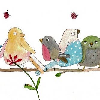 12 Vogels op een Tak Wenskaart voor wholesale door Elle Bee Art Studio