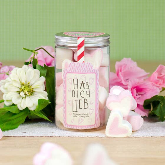 Der Zuckerbäcker - Vente Guimauve - Boîte cadeau Sweet Box I Love Marshmallow Hearts1