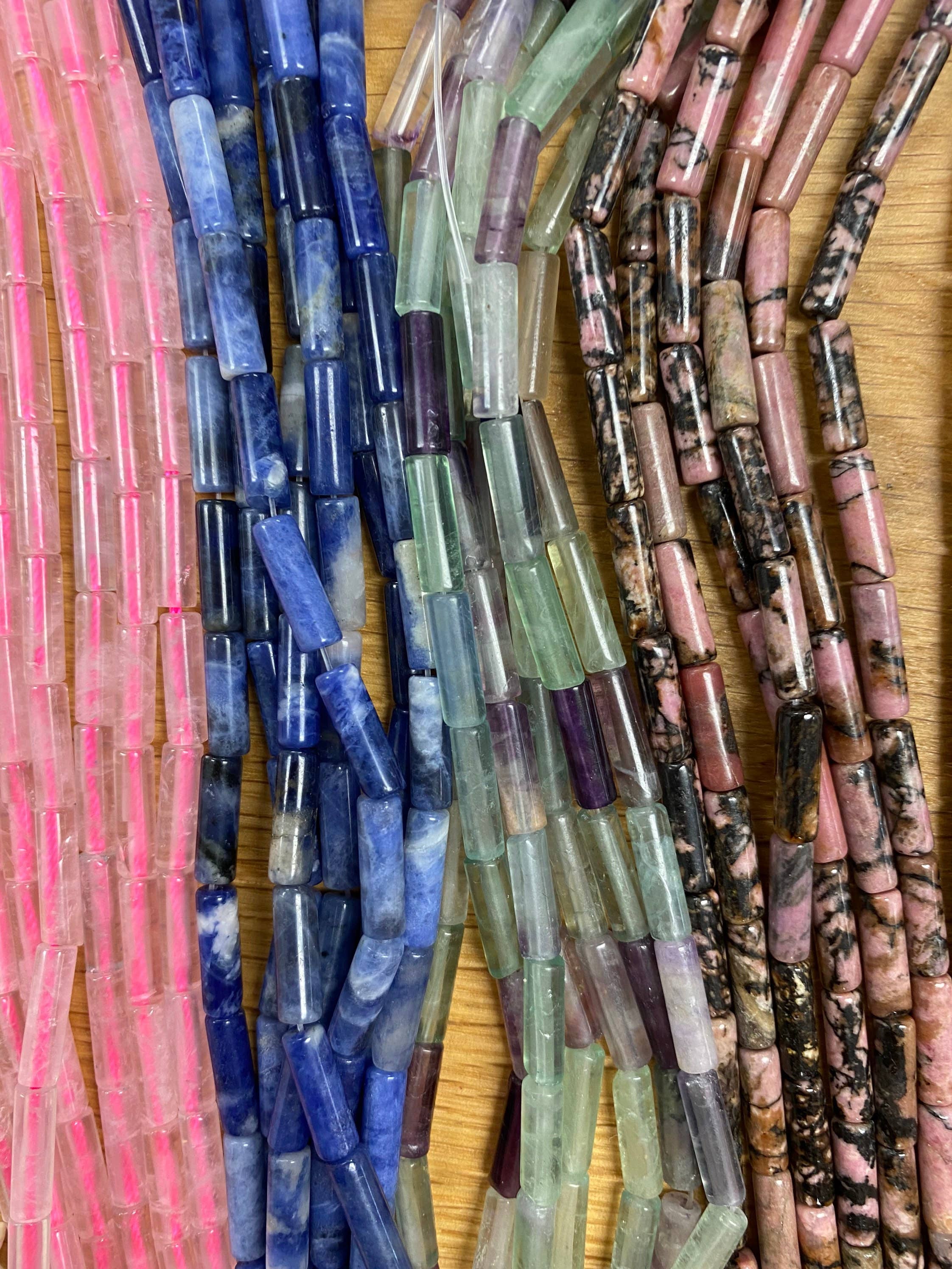 The Bead Bazaar - Wholesale Beads - Crystal Healing Gemstone Tube Beads Strand, Chakra Natural Gemstone Tube Beads, Accent Stone Beads, Healing Stone Accent Beads, Long Beads1