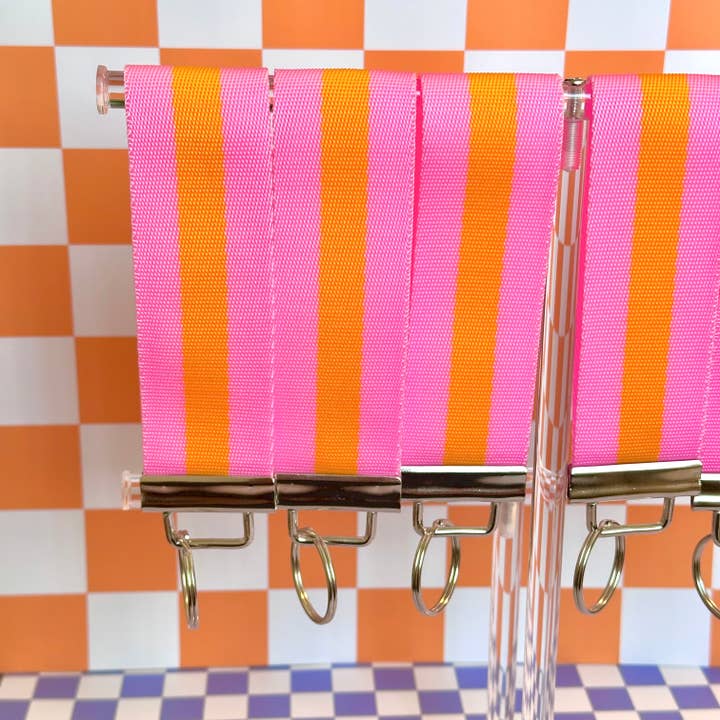 Stickers+ X Ashley Bexar - Wholesale Keychain - Women's - Large Neon Pink Orange Handmade Wristlet Key Fob Keychain