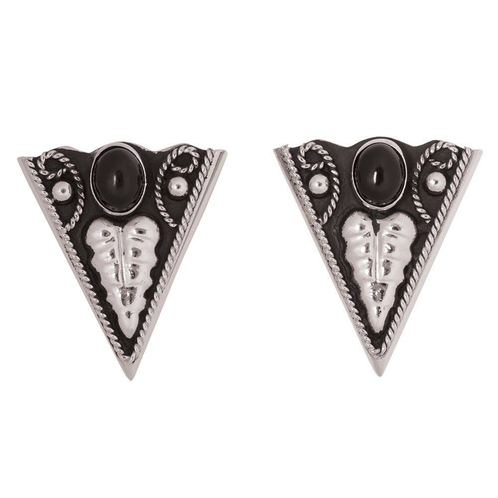 Western Express - Wholesale Lapel Pin/Button - Engraved German Silver Collar Tips with Onyx0