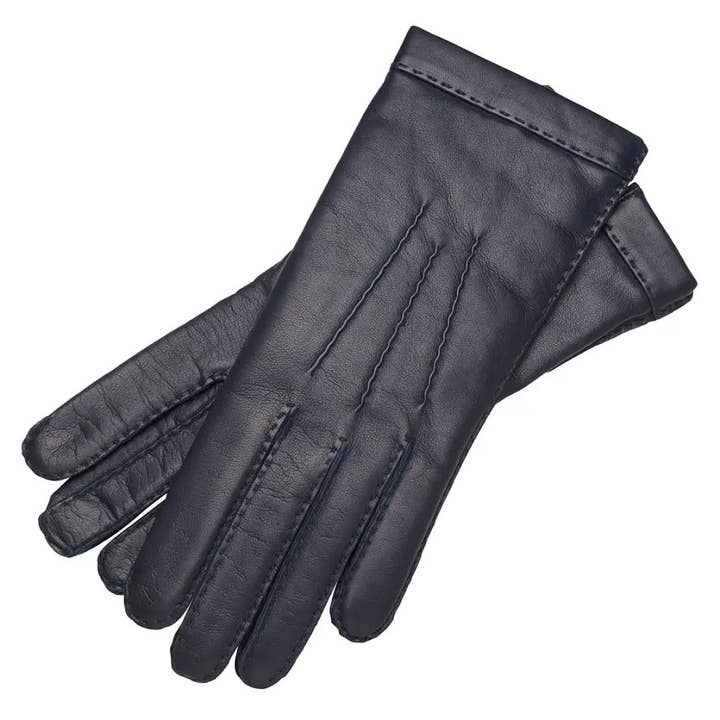 Portici blauwe marineblauwe leren handschoenen voor wholesale door 1861 Glove Manufactory