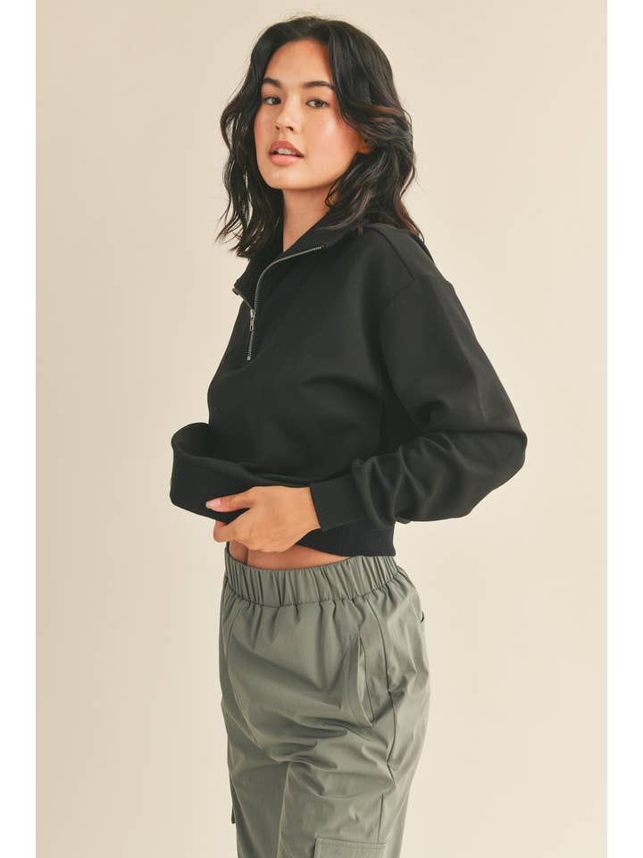 Black Soft Half Zip Pullover for wholesale on Faire