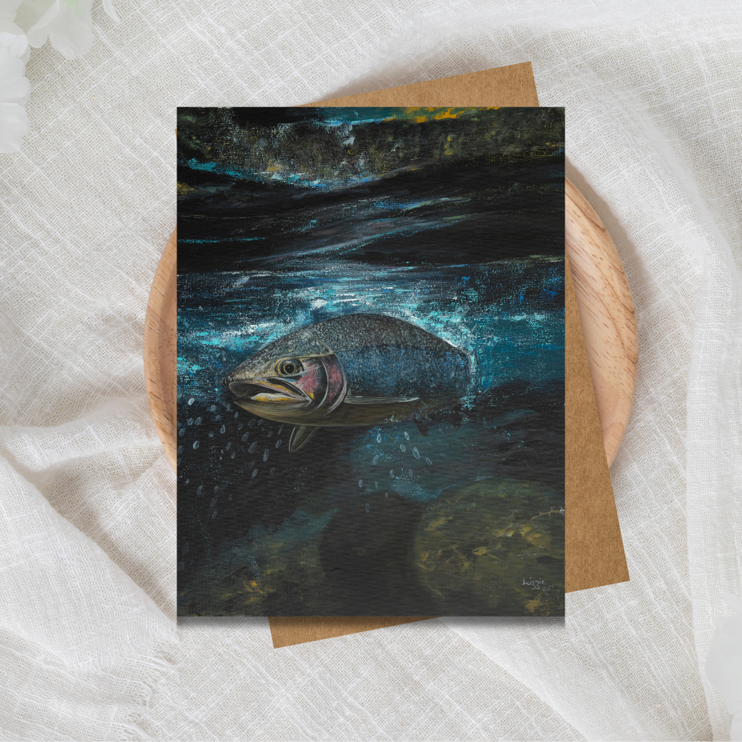 Lizzie Moult – wholesale Everyday greeting card – Card - Salmon, Scotland Highlands1