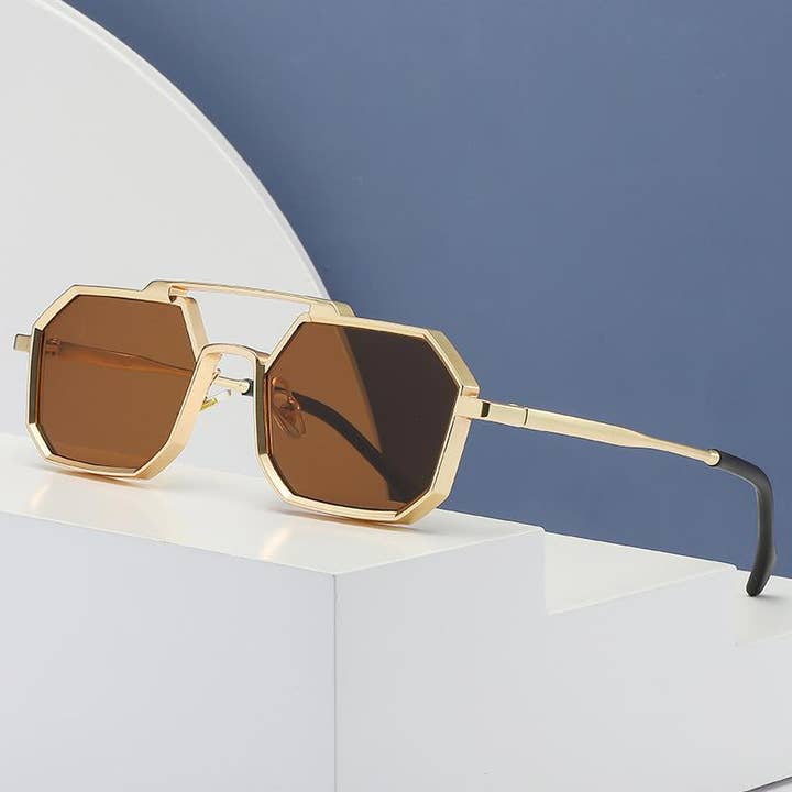 WoodWristCo - Wholesale Sunglasses - Women's - Steampunk Sunmmer Sunglasses Polygon Frame Sunglasses