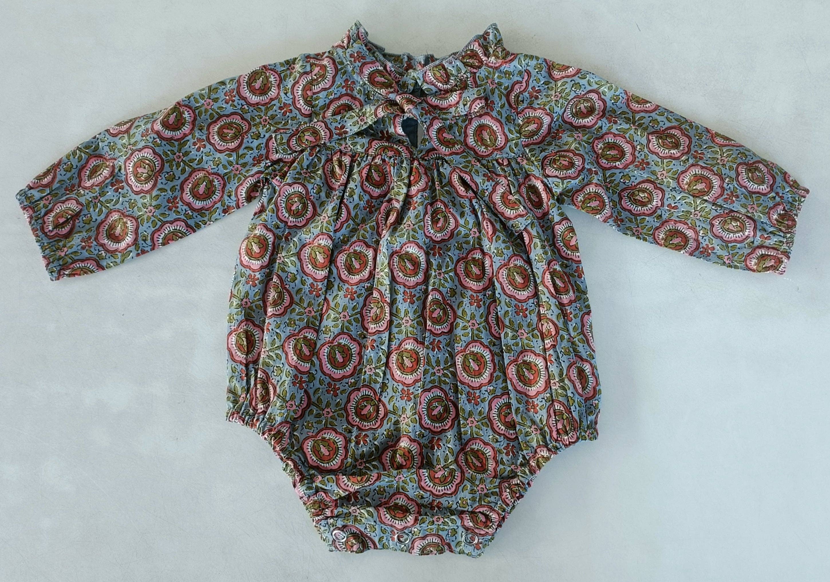 Yo Baby - Wholesale Jumpsuit - Baby - Grey Floral Printed Long Sleeve Baby Romper5