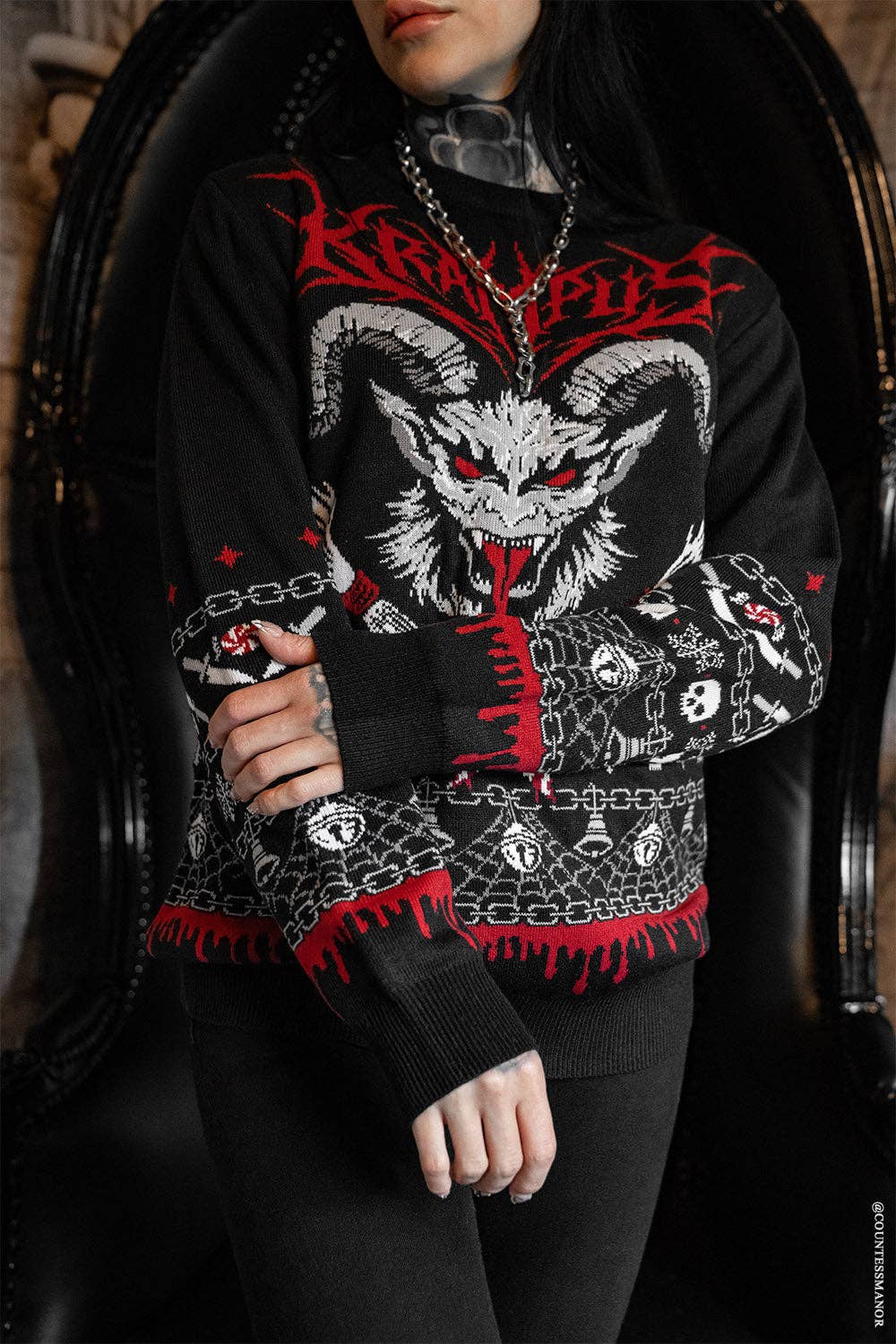 vampirefreaks - Wholesale Knit Sweater - Women's - Krampusnacht Knit Xmas Sweater1