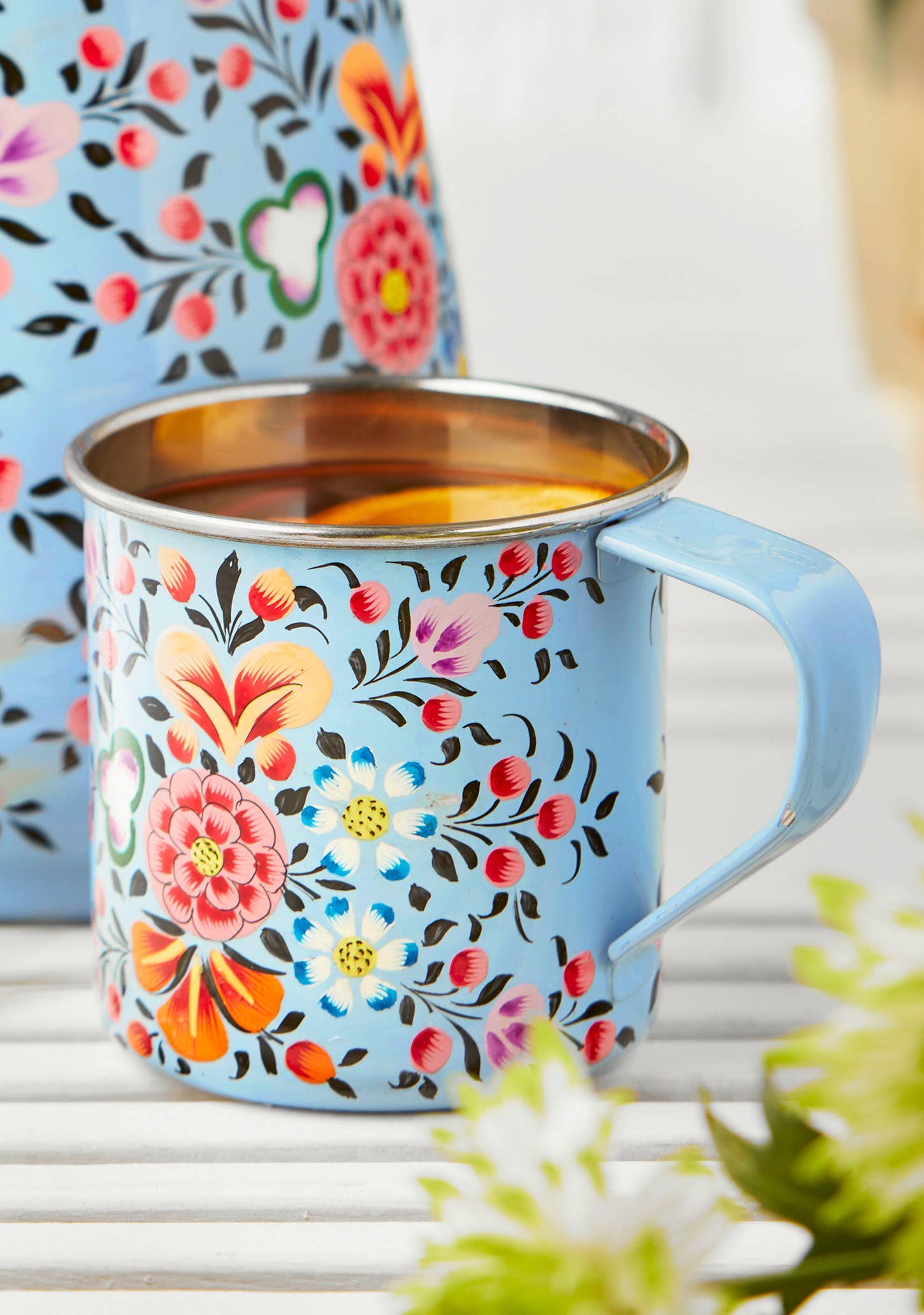 Namaste - Wholesale Coffee Mug - Ketaki Hand Painted Enamel Mug