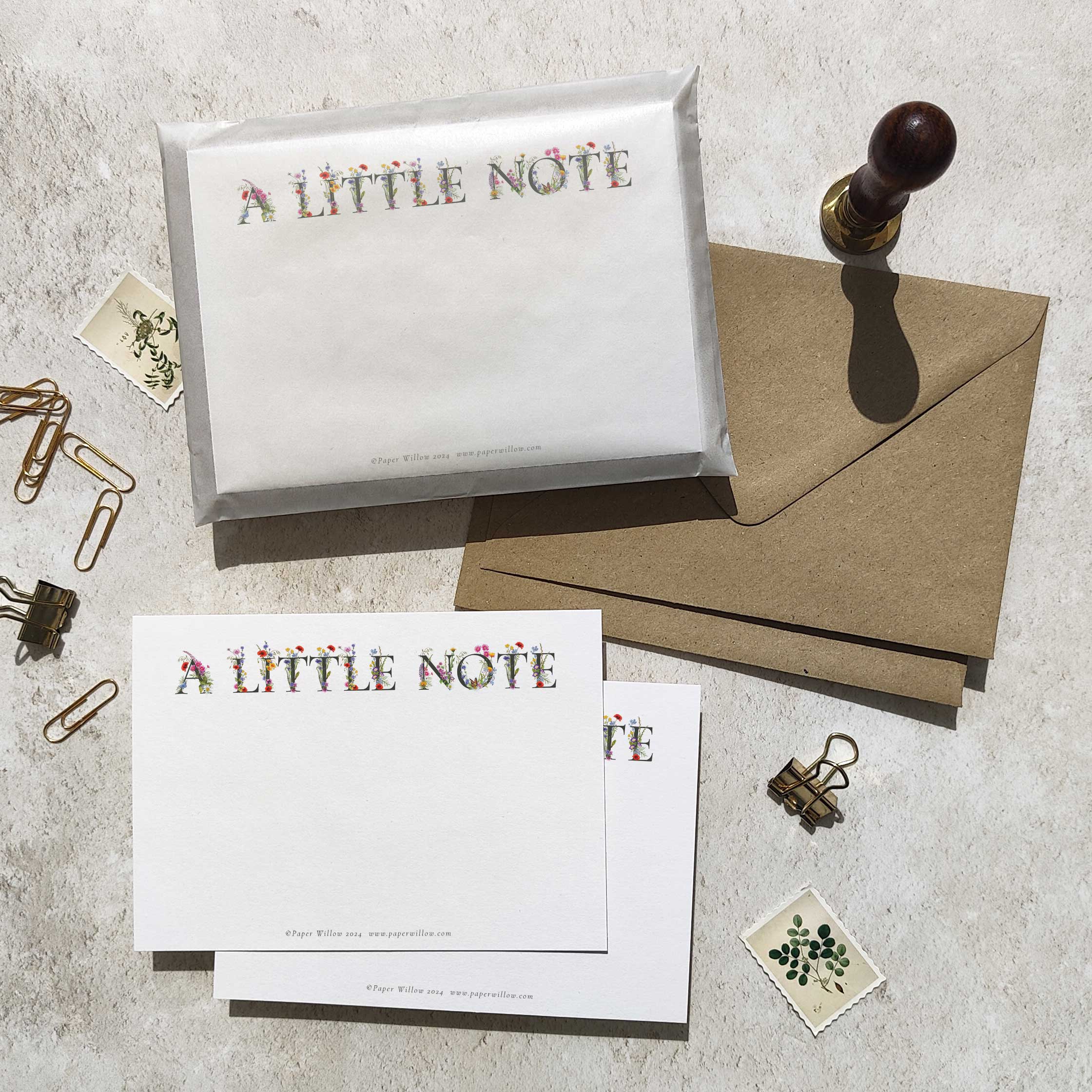 Paper Willow – wholesale Stationery/notecard set – A Little Note Notelets and Envelopes Set of 6 Cards0