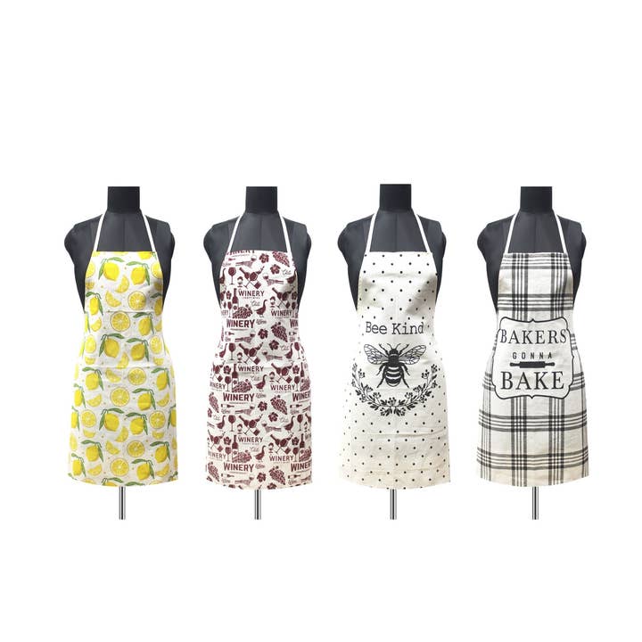 All Seasons bedruckte Schürzen aus khakifarbenem Segeltuch für den Großhandel von Mabelle Home