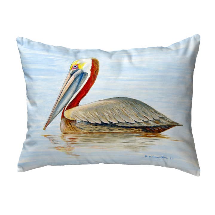 Summer Pelican Pillow for wholesale by Betsy Drake Interiors