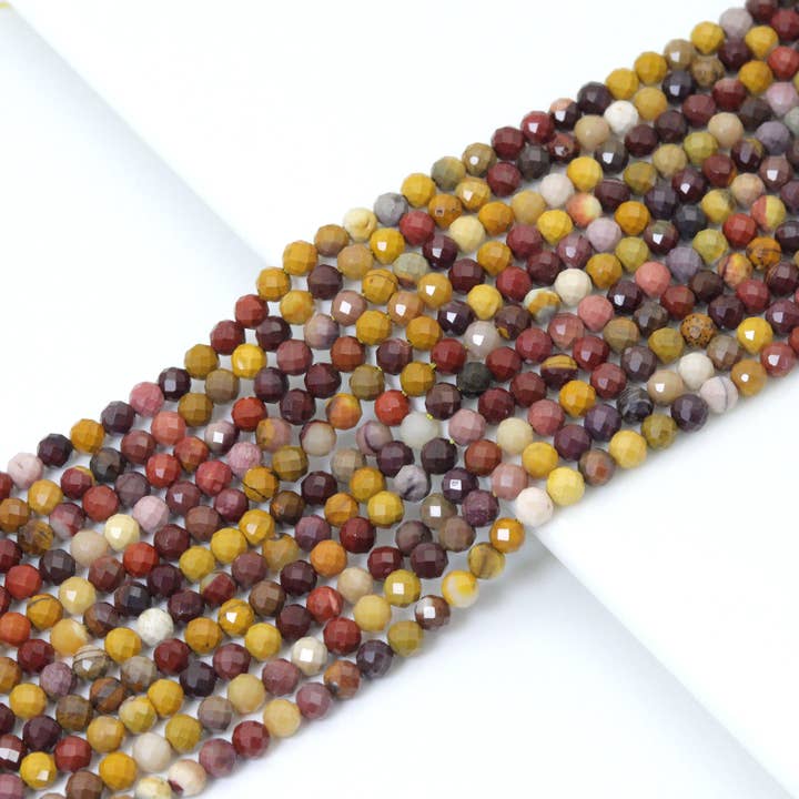 Genuine Mookaite Round Faceted Beads, Sku#U2193-1 for wholesale by BestBeads&Beyond