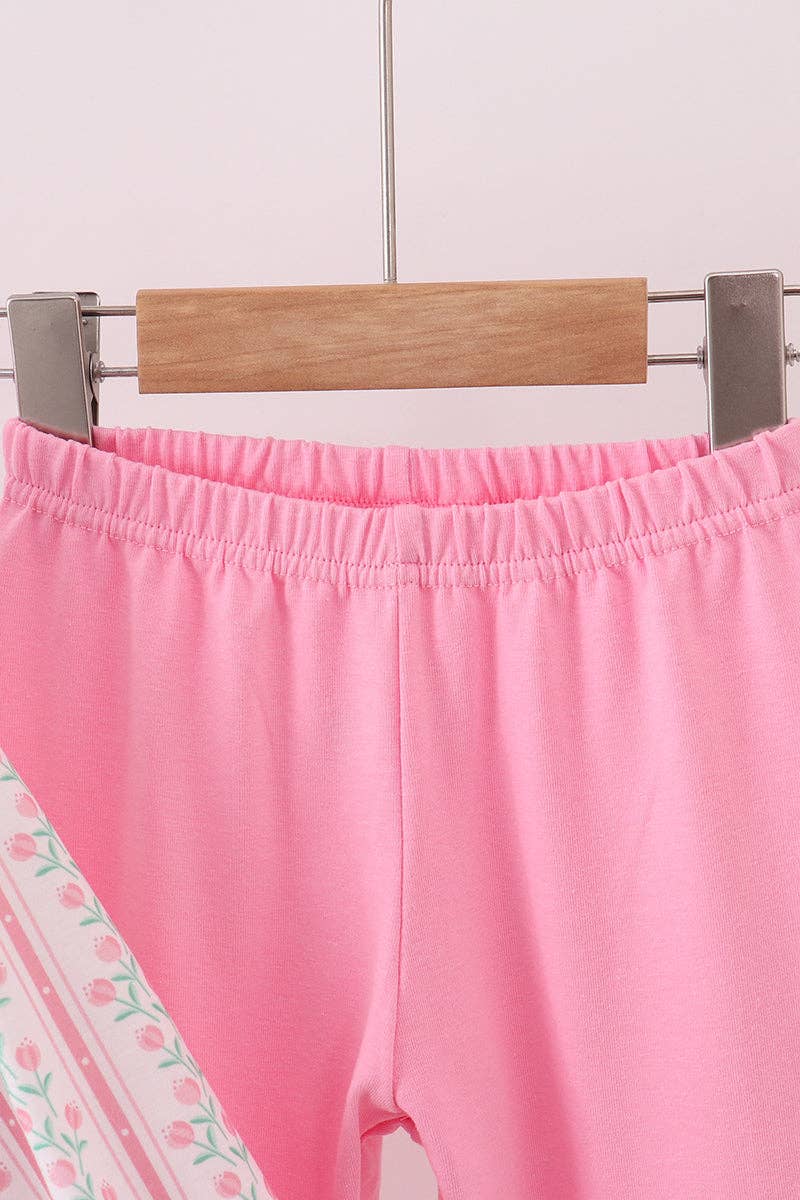 Mom & Co. - Vente Ensemble haut et pantalon – enfant - Ensemble pantalon à volants smockés à motif tulipe floral2