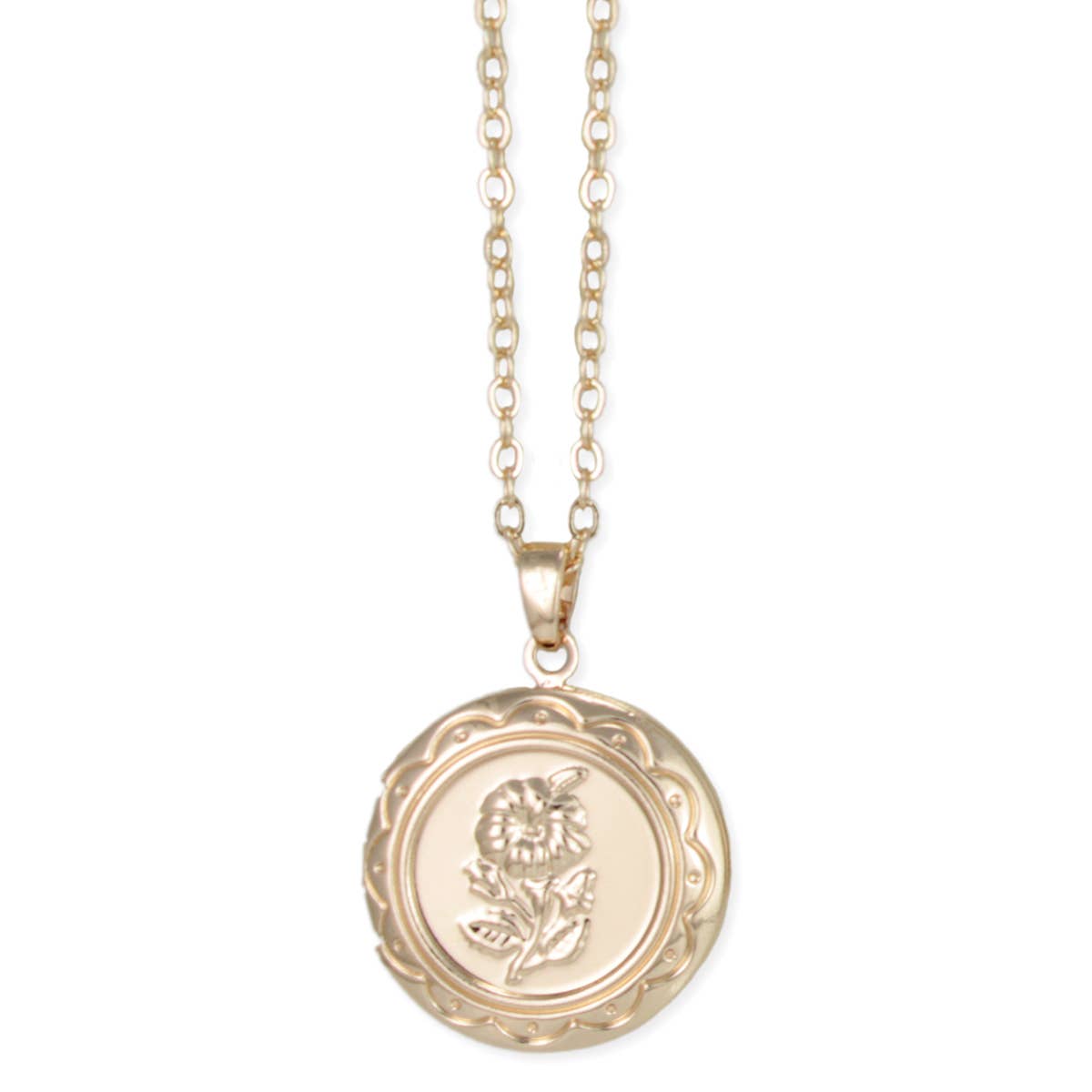 ZAD - Wholesale Locket Necklace - Vintage Memories Gold Flower Locket Necklace1