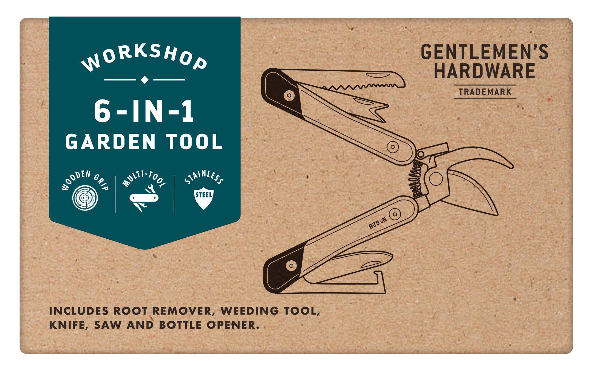 Gentlemen's Hardware - Wholesale Garden Tool - Garden Multi-Tool, Wood1