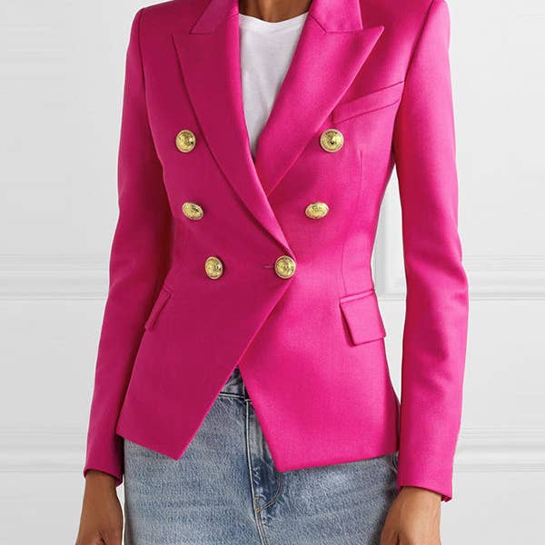 Buttoned Long Sleeves Notched Collar Outerwear Blazer for wholesale by UZ Wholesale Store