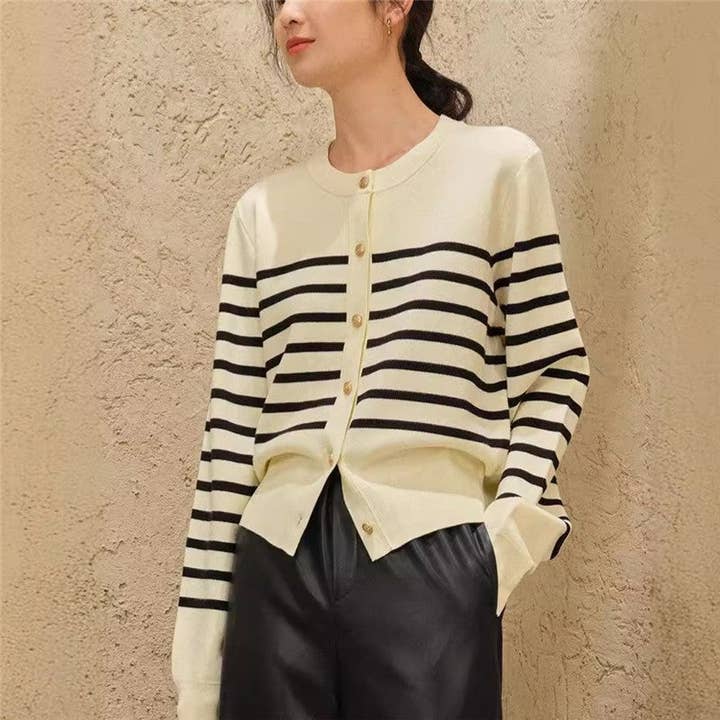 Retro Randig Färgblock Kofttröja för wholesale av MoodGold