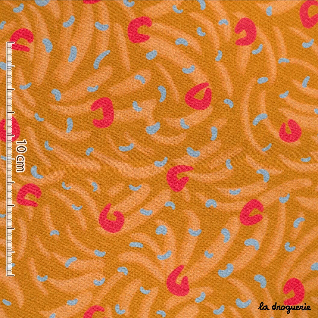 LA DROGUERIE - Wholesale Fabric - Fabric by the meter "Wild Glow" Mustard/pink2