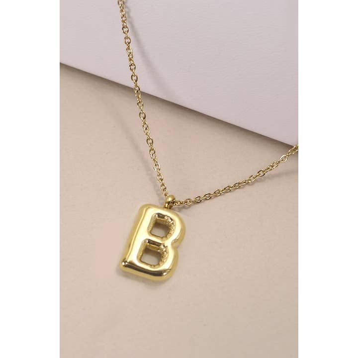JOSSLYN by wall to wall - Wholesale Pendant/Charm Necklace - 18K STAINLESS STEEL TARNISH FREE INITIAL NECKLACE | 80N650