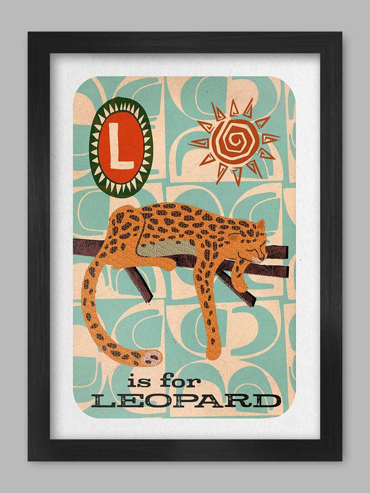 L is for Leopard - Poster Print for wholesale by The Northern Line