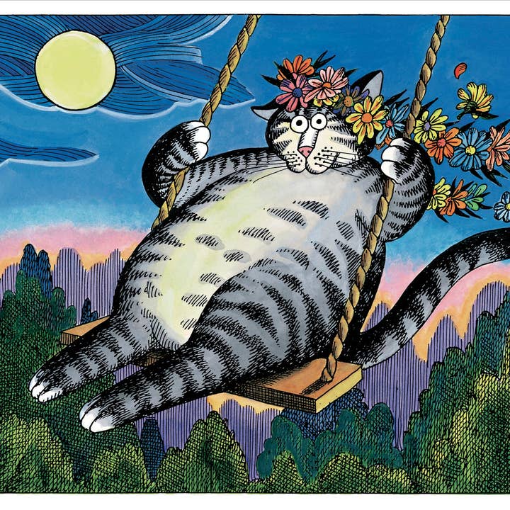 Pomegranate - Wholesale Birthday Card - B. Kliban: Cat in a Swing Birthday Card