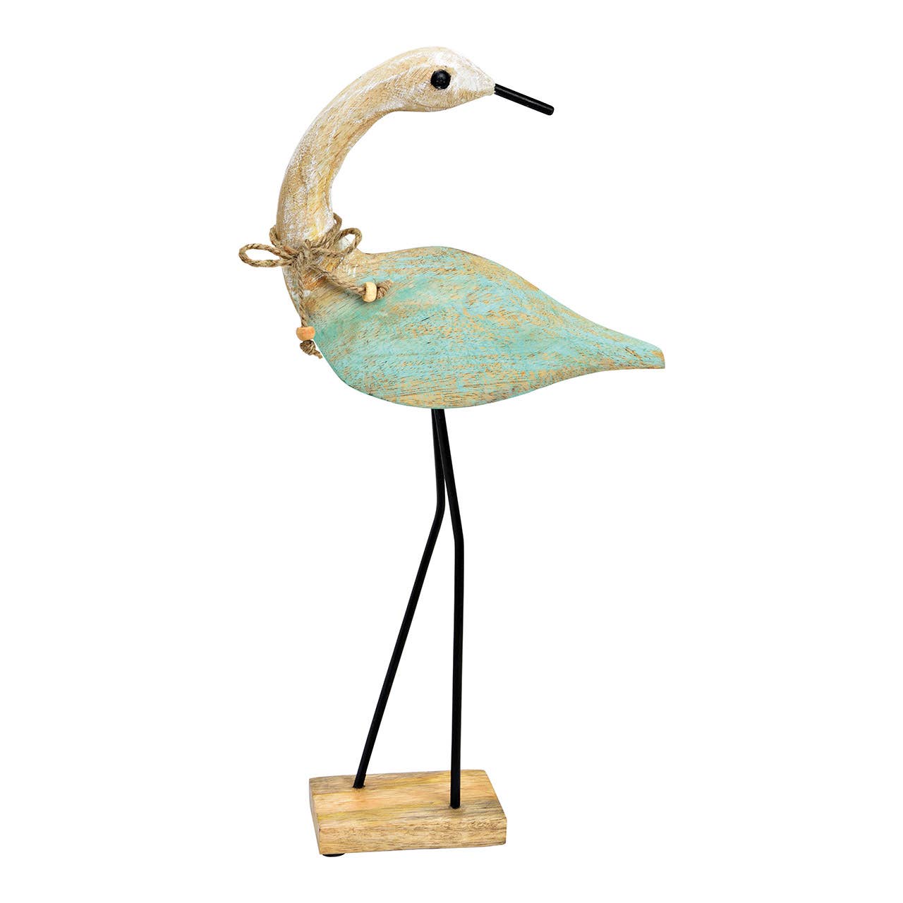 Wurm - Wholesale Decorative Figurine - Stork stand made of natural mango wood, green (W/H/D) 21x42x7cm0