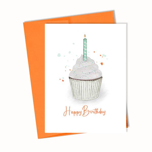 Grattis på födelsedagen Cupcake och Ljus Gratulationskort för wholesale av Blue Stationery