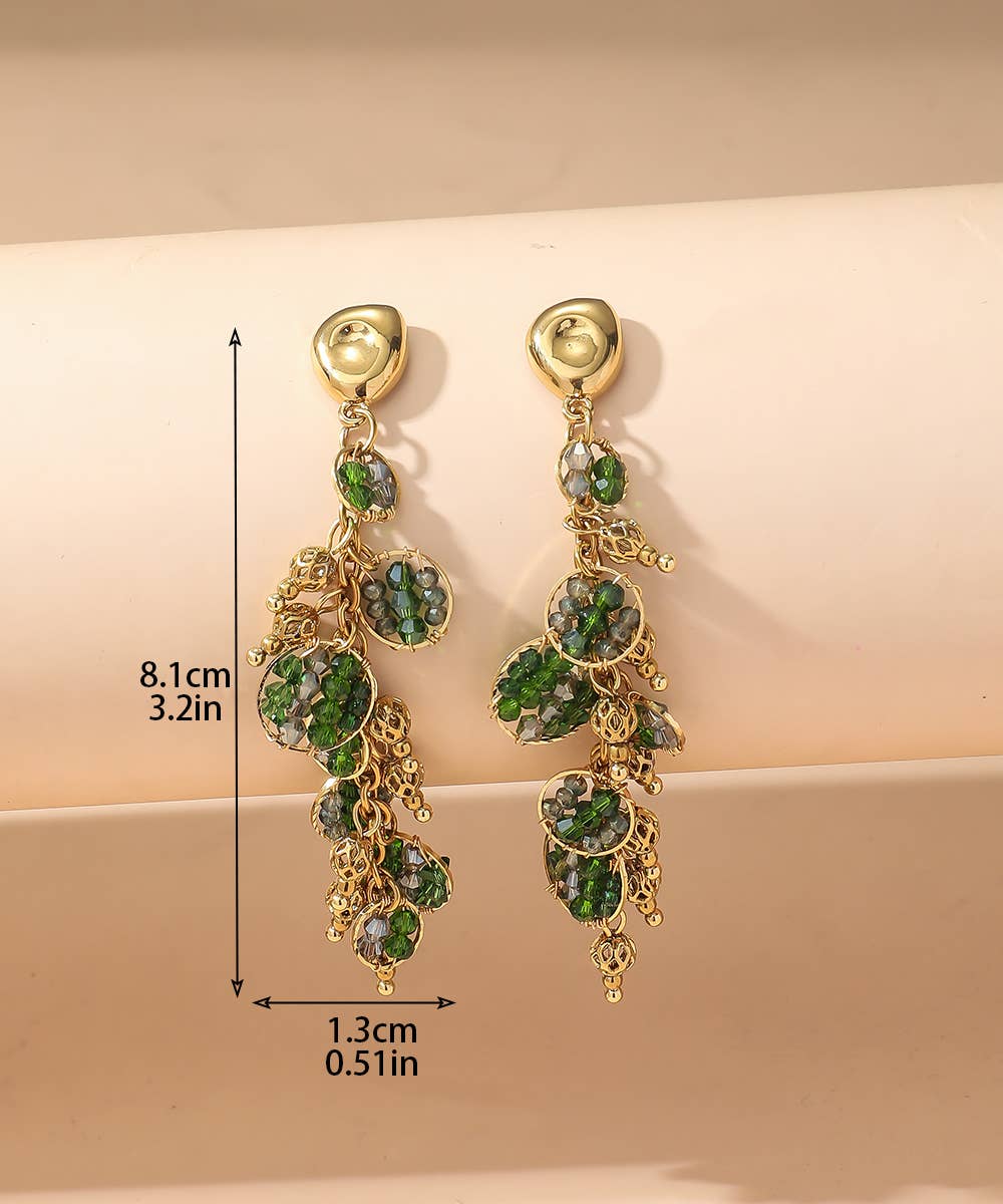 Blossom bijoux - Wholesale Dangle Earrings - BO Nail Stainless Steel Crystal Beads 25BOA0024