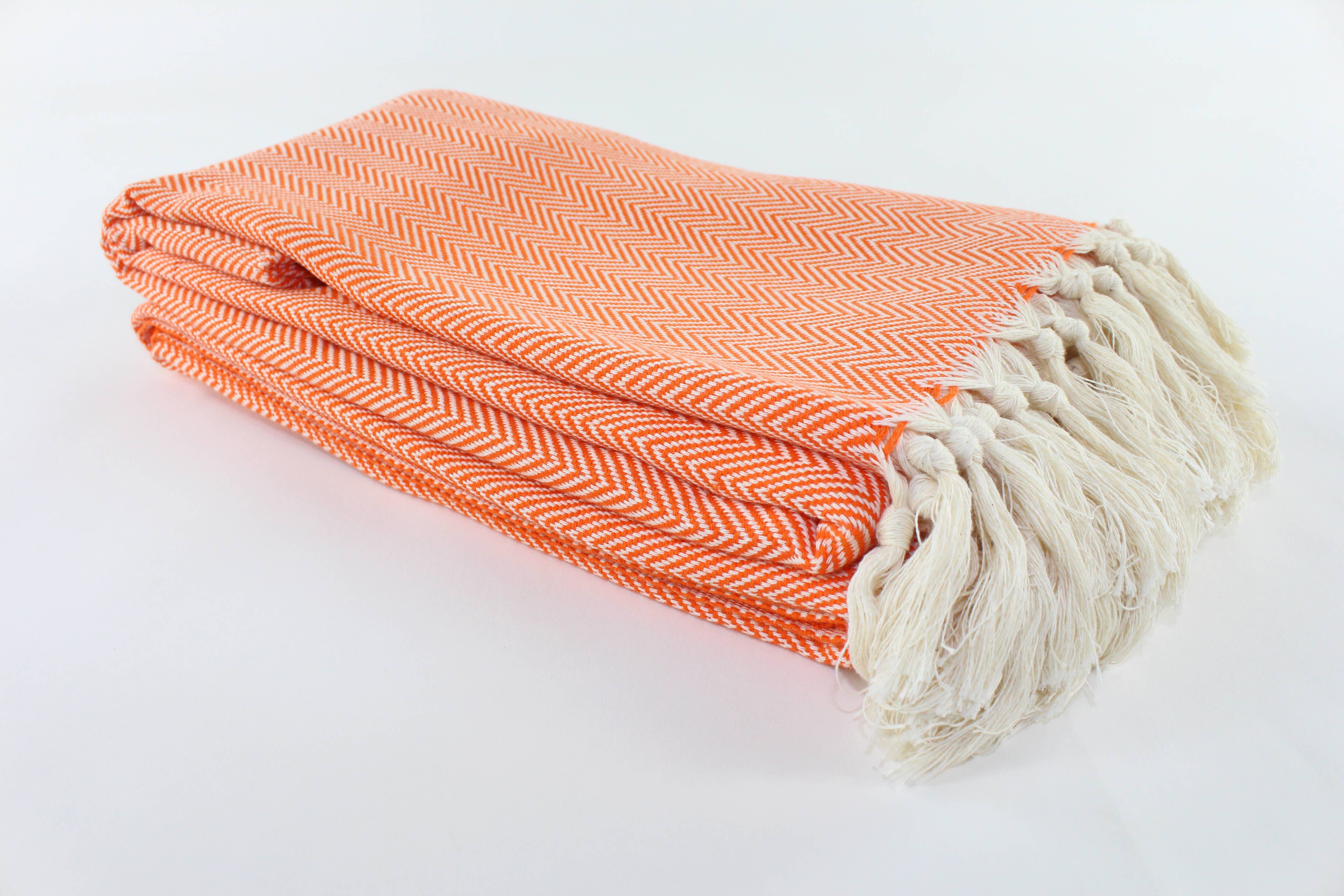 Orange Premium Turkish Herringbone Pattern Blanket for wholesale on Faire2