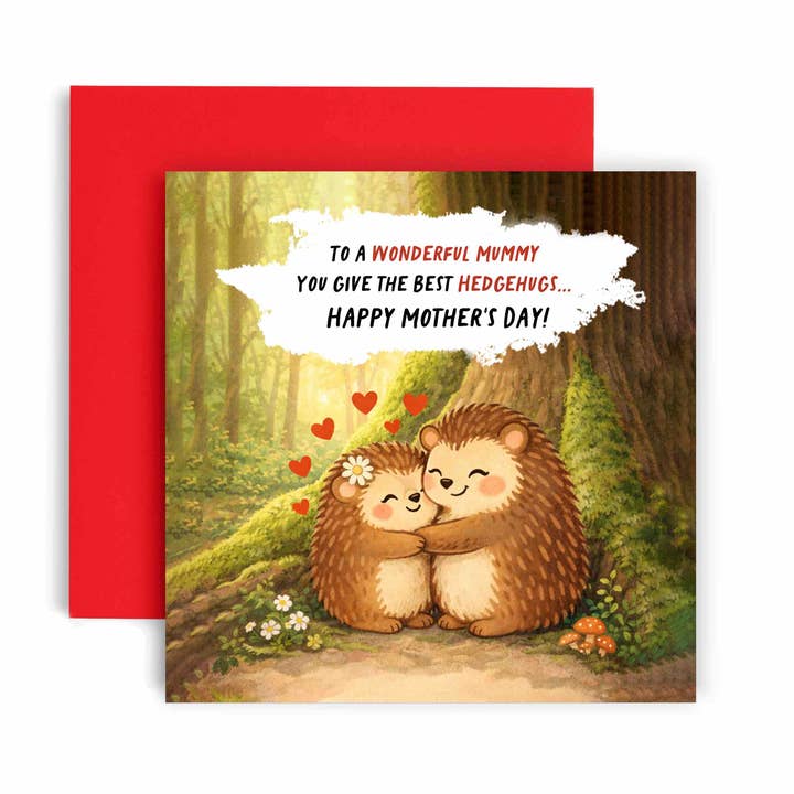 Animal Wonderful Hedgehogs Cute Mothers Day Card for wholesale by Huxters