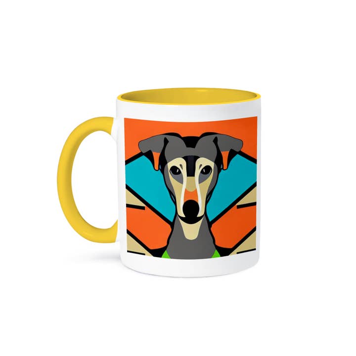 3dRose - Wholesale Coffee Mug - 3dRose, Cool funny Cute Greyhound Racing Dog Picasso Style Pop Art, Mug
