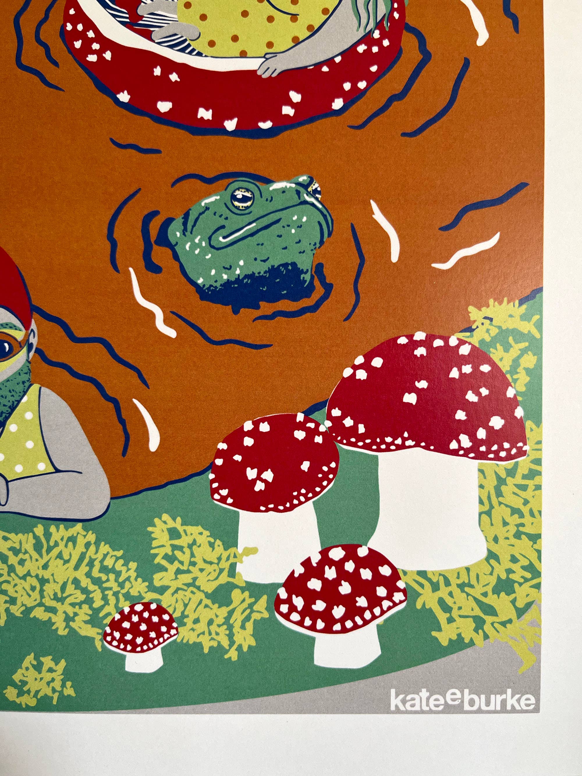 Kate E. Burke - Wholesale Art Print - Gnomes at the Swimming Spot 11”x14” Digital Print4