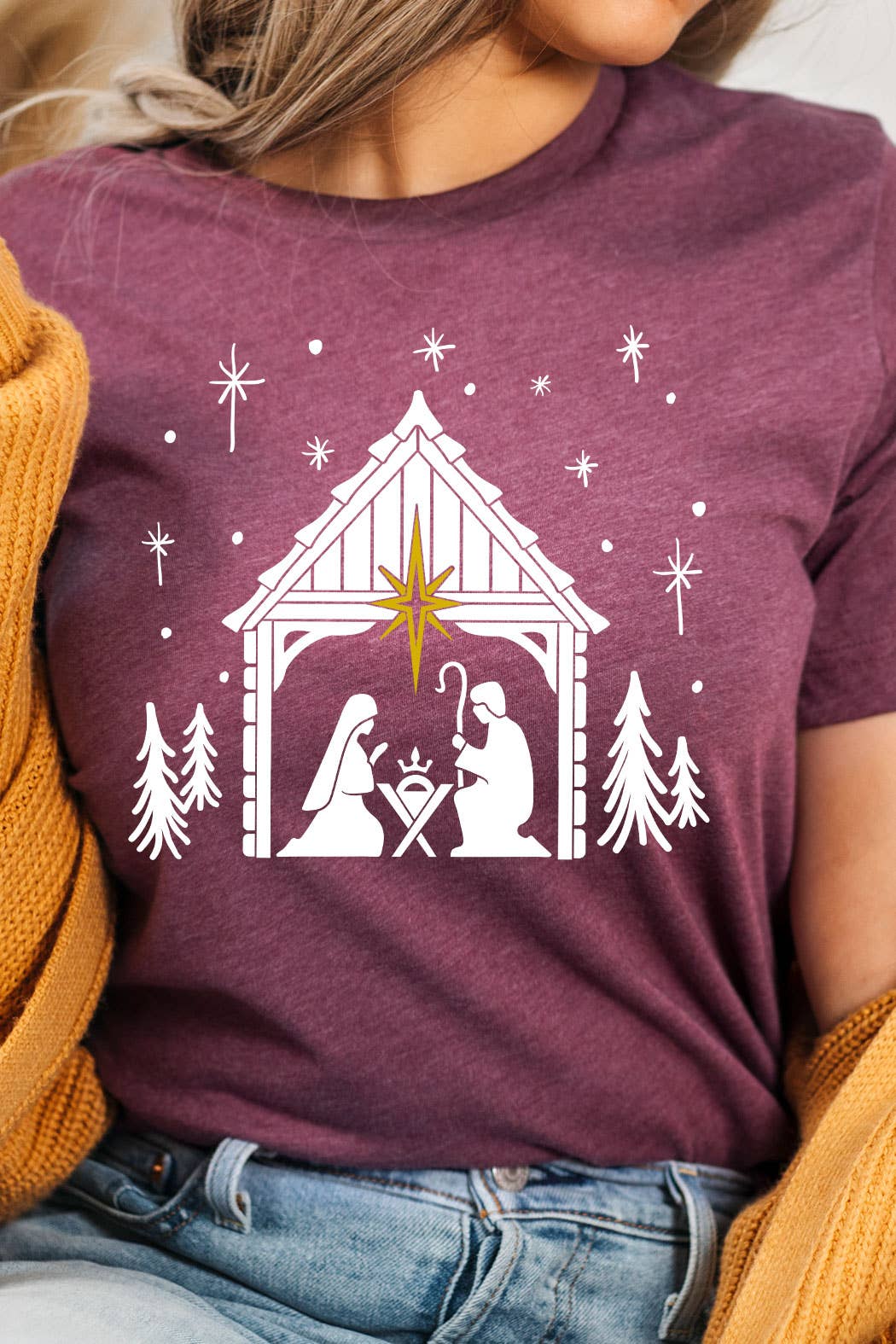 Kissed Apparel – wholesale T-shirts med screentryck – Dam – Julens krubba grafisk t-shirt2