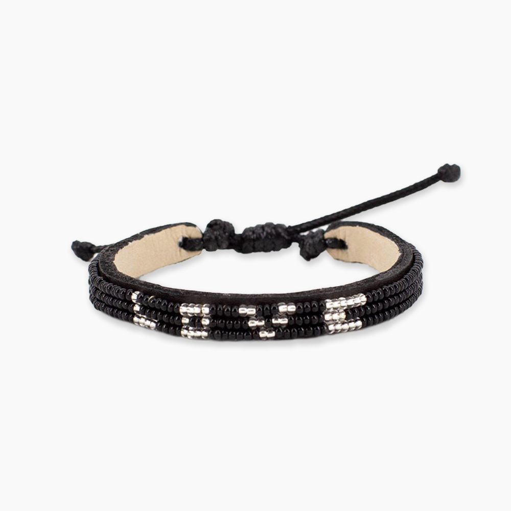 Ubuntu Life - Wholesale Beaded Bracelet - Black and Silver Skinny LOVE Bracelet0
