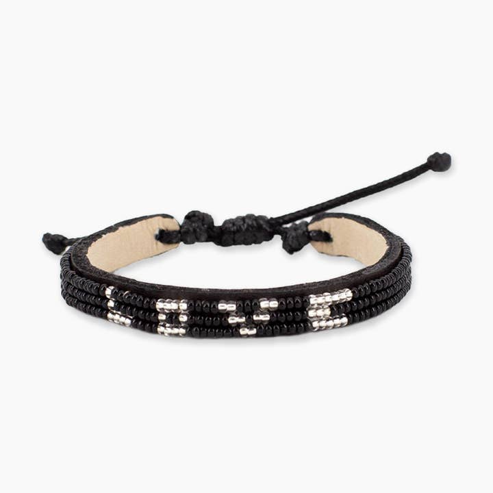 Ubuntu Life - Wholesale Beaded Bracelet - Black and Silver Skinny LOVE Bracelet0
